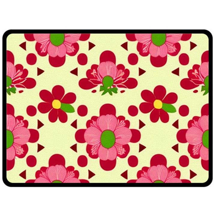 Retro 1960s Flowers Pattern 4 Fleece Blanket (Large)