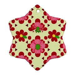 Retro 1960s Flowers Pattern 4 Snowflake Ornament (two Sides)