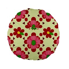 Retro 1960s Flowers Pattern 4 Standard 15  Premium Round Cushions