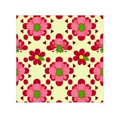 Retro 1960s Flowers Pattern 4 Square Satin Scarf (30  X 30 )