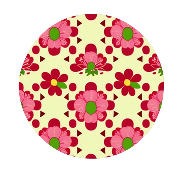 Retro 1960s Flowers Pattern 4 Mini Round Pill Box