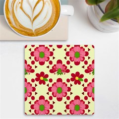 Retro 1960s Flowers Pattern 4 Uv Print Square Tile Coaster  by violetheavensky