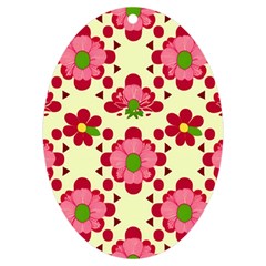 Retro 1960s Flowers Pattern 4 Uv Print Acrylic Ornament Oval by violetheavensky