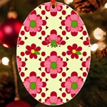 Retro 1960s Flowers Pattern 4 UV Print Acrylic Ornament Oval Front