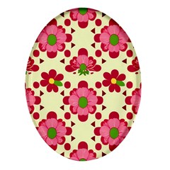 Retro 1960s Flowers Pattern 4 Oval Glass Fridge Magnet (4 Pack) by patterns123