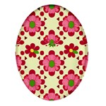 Retro 1960s Flowers Pattern 4 Oval Glass Fridge Magnet (4 pack) Front