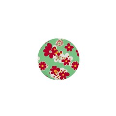 Retro 1960s Flowers Pattern 1  Mini Buttons