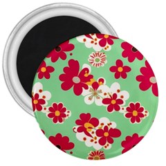 Retro 1960s Flowers Pattern 3  Magnets