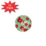 Retro 1960s Flowers Pattern 1  Mini Buttons (10 pack)  Front