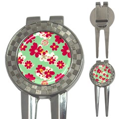 Retro 1960s Flowers Pattern 3-in-1 Golf Divots by patterns123