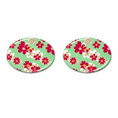 Retro 1960s Flowers Pattern Cufflinks (oval) by patterns123