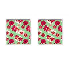 Retro 1960s Flowers Pattern Cufflinks (square)