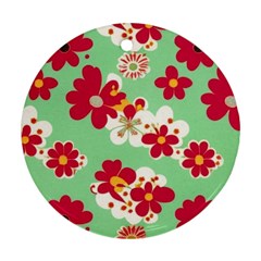 Retro 1960s Flowers Pattern Round Ornament (two Sides)