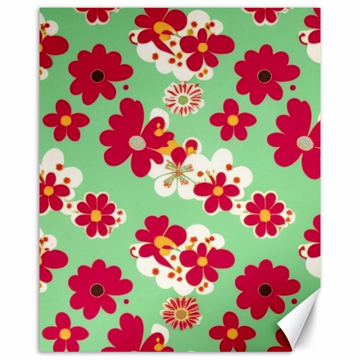 Retro 1960s Flowers Pattern Canvas 16  x 20 