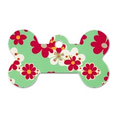 Retro 1960s Flowers Pattern Dog Tag Bone (one Side)