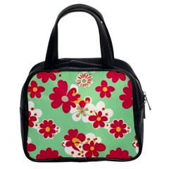 Retro 1960s Flowers Pattern Classic Handbag (two Sides) by violetheavensky