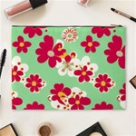 Retro 1960s Flowers Pattern Cosmetic Bag (XL) Back