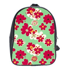 Retro 1960s Flowers Pattern School Bag (large)