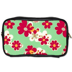 Retro 1960s Flowers Pattern Toiletries Bag (two Sides)