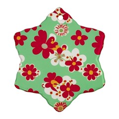 Retro 1960s Flowers Pattern Snowflake Ornament (two Sides)