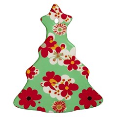 Retro 1960s Flowers Pattern Christmas Tree Ornament (two Sides)