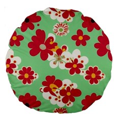 Retro 1960s Flowers Pattern Large 18  Premium Round Cushions