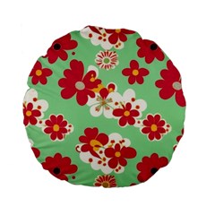 Retro 1960s Flowers Pattern Standard 15  Premium Flano Round Cushions