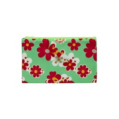 Retro 1960s Flowers Pattern Cosmetic Bag (xs)