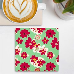 Retro 1960s Flowers Pattern Uv Print Square Tile Coaster 