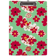 Retro 1960s Flowers Pattern A4 Acrylic Clipboard by patterns123