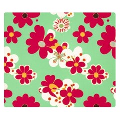 Retro 1960s Flowers Pattern Premium Plush Fleece Blanket (small) by violetheavensky