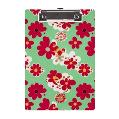 Retro 1960s Flowers Pattern A5 Acrylic Clipboard by patterns123