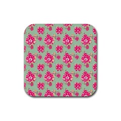 Retro 1880s Flowers Pattern 11 Rubber Coaster (square)