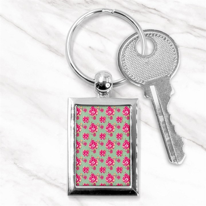 Retro 1880s Flowers Pattern 11 Key Chain (Rectangle)