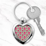 Retro 1880s Flowers Pattern 11 Key Chain (Heart) Front