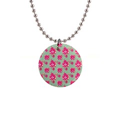 Retro 1880s Flowers Pattern 11 1  Button Necklace