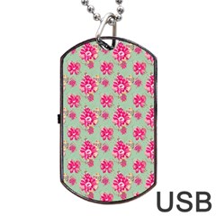 Retro 1880s Flowers Pattern 11 Dog Tag Usb Flash (one Side)