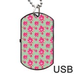 Retro 1880s Flowers Pattern 11 Dog Tag USB Flash (One Side) Front