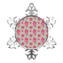 Retro 1880s Flowers Pattern 11 Metal Small Snowflake Ornament by patterns123