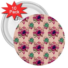 Retro 1880s Flowers Pattern 10 3  Buttons (10 Pack) 