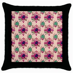 Retro 1880s Flowers Pattern 10 Throw Pillow Case (black)