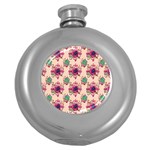 Retro 1880s Flowers Pattern 10 Round Hip Flask (5 oz) Front