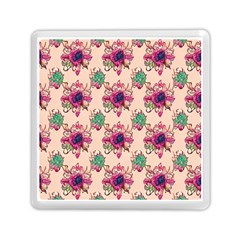 Retro 1880s Flowers Pattern 10 Memory Card Reader (square)