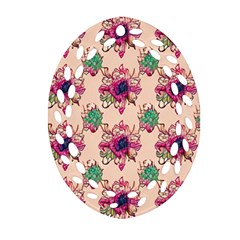 Retro 1880s Flowers Pattern 10 Oval Filigree Ornament (two Sides)