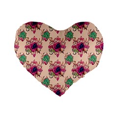 Retro 1880s Flowers Pattern 10 Standard 16  Premium Heart Shape Cushions