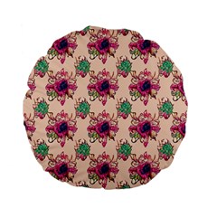 Retro 1880s Flowers Pattern 10 Standard 15  Premium Flano Round Cushions by patterns123