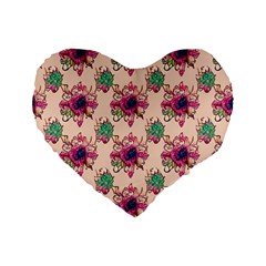 Retro 1880s Flowers Pattern 10 Standard 16  Premium Flano Heart Shape Cushions by violetheavensky