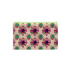 Retro 1880s Flowers Pattern 10 Cosmetic Bag (xs) by violetheavensky