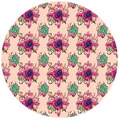 Retro 1880s Flowers Pattern 10 Wooden Puzzle Round by patterns123