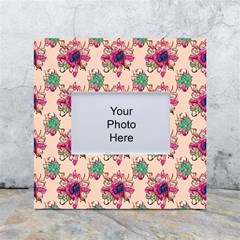 Retro 1880s Flowers Pattern 10 White Box Photo Frame 4  X 6 